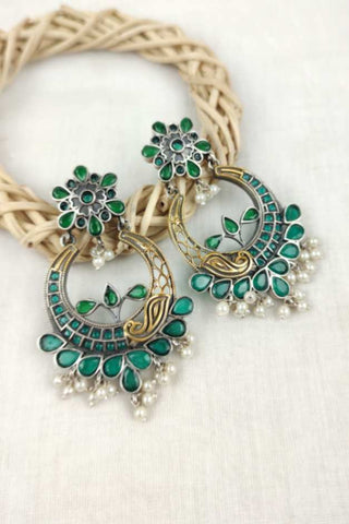 dual tone earrings || half moon earrings - Johny Silver