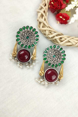 round shape || round stone earrings - Johny Silver