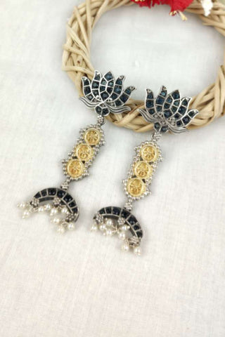 lotus dangle earrings || lotus flower earrings dangle - Johny Silver