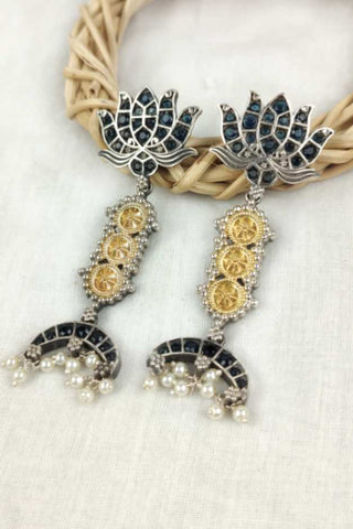 lotus dangle earrings || lotus flower earrings dangle - Johny Silver