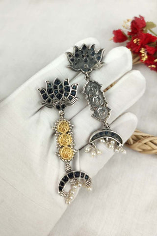 lotus dangle earrings || lotus flower earrings dangle - Johny Silver