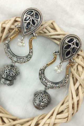 silver jhumka earrings || jhumka hanging earrings - Johny Silver
