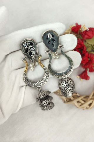 silver jhumka earrings || jhumka hanging earrings - Johny Silver