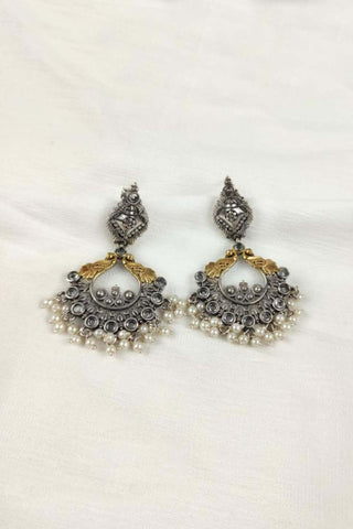 peacock design chandbali earrings - Johny Silver