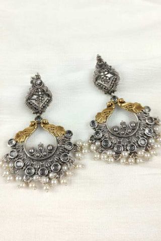 peacock design chandbali earrings - Johny Silver
