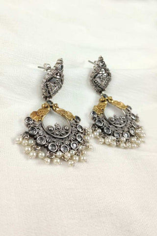 peacock design chandbali earrings - Johny Silver