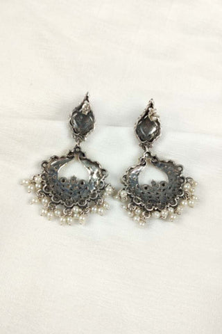 peacock design chandbali earrings - Johny Silver