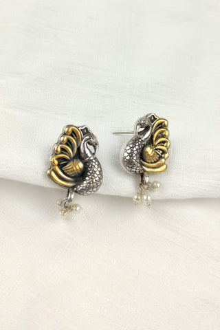 peacock style earrings gold - Johny Silver