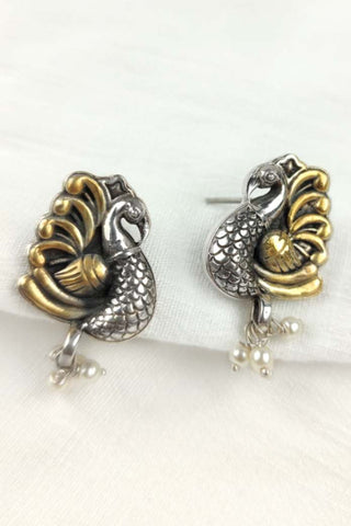 peacock style earrings gold - Johny Silver