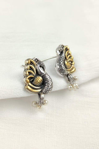 peacock style earrings gold - Johny Silver