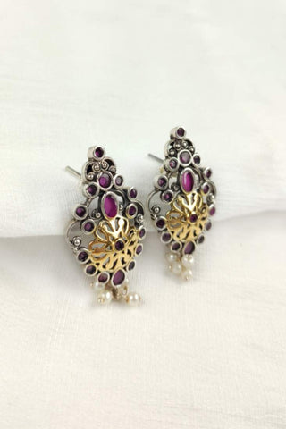 dual tone earrings || oxidised earrings - Johny Silver