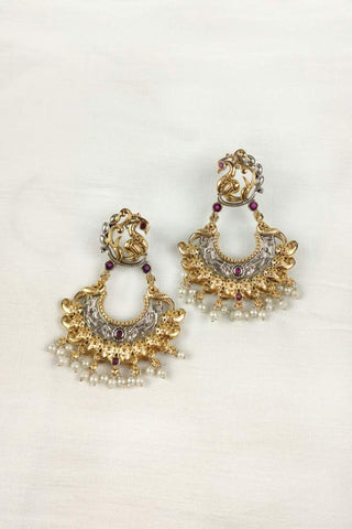 gold peacock earrings || peacock chandbali earrings - Johny Silver