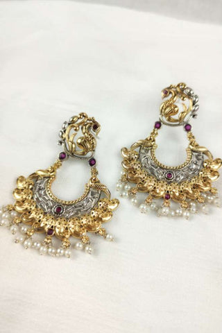 gold peacock earrings || peacock chandbali earrings - Johny Silver