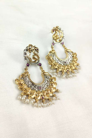 gold peacock earrings || peacock chandbali earrings - Johny Silver