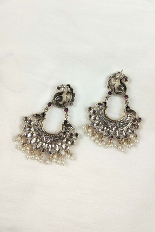 gold peacock earrings || peacock chandbali earrings - Johny Silver