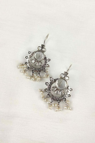 hook style earrings || moon design earrings - Johny Silver