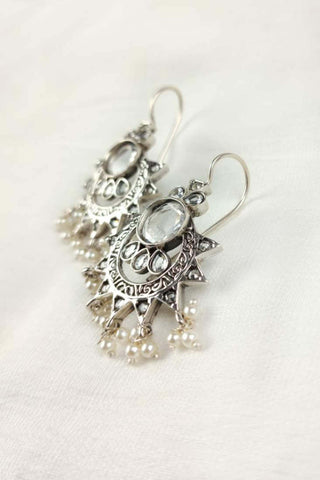 hook style earrings || moon design earrings - Johny Silver