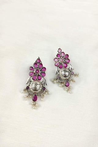 ruby silver earrings - Johny Silver