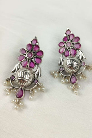 ruby silver earrings - Johny Silver