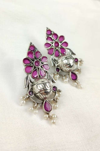 ruby silver earrings - Johny Silver