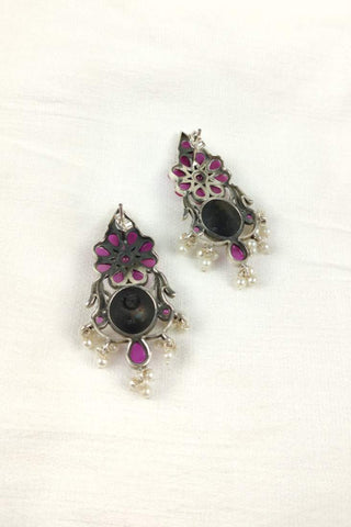 ruby silver earrings - Johny Silver
