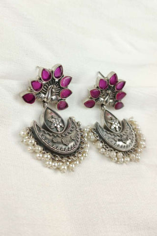 half crescent moon earrings || peacock tops - Johny Silver