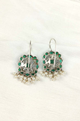 green jade earrings || hook earrings - Johny Silver