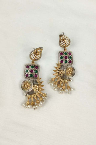 gold leaf style earrings - Johny Silver