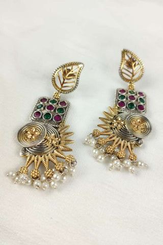gold leaf style earrings - Johny Silver