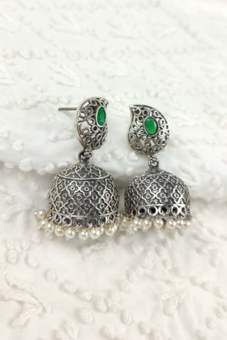 bollywood silver jhumka earrings - Johny Silver