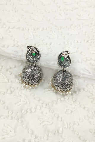 bollywood silver jhumka earrings - Johny Silver