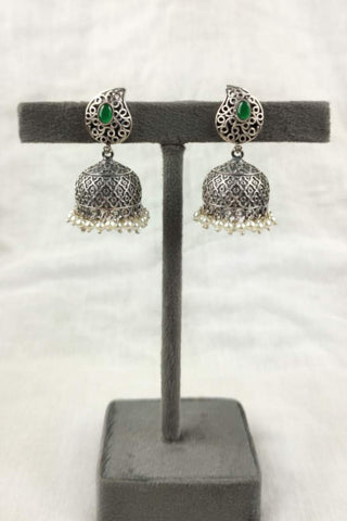 bollywood silver jhumka earrings - Johny Silver