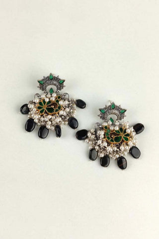 peacock kundan earrings - Johny Silver