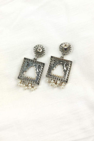 dual tone oxidised earrings - Johny Silver