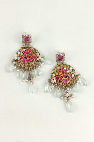 antique gold kundan earrings - Johny Silver