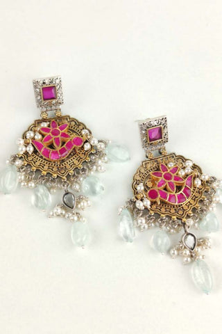 antique gold kundan earrings - Johny Silver