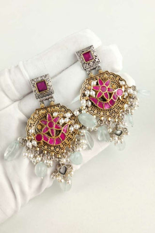 antique gold kundan earrings - Johny Silver