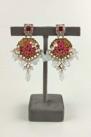 antique gold kundan earrings - Johny Silver