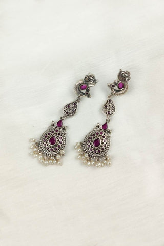 earrings with peacock design - Johny Silver