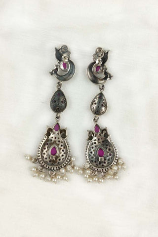 earrings with peacock design - Johny Silver