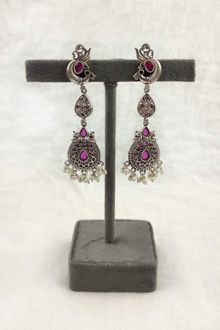 earrings with peacock design - Johny Silver