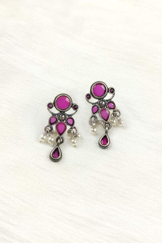 pink floral earrings - Johny Silver