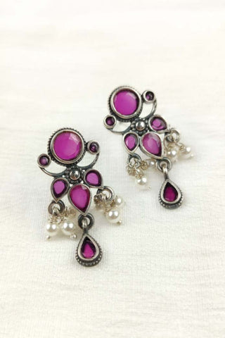 pink floral earrings - Johny Silver