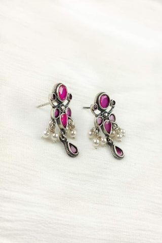 pink floral earrings - Johny Silver
