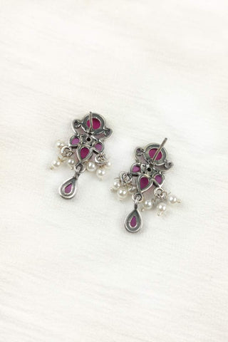 pink floral earrings - Johny Silver