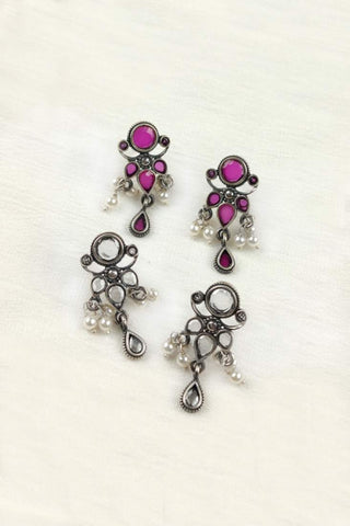 pink floral earrings - Johny Silver