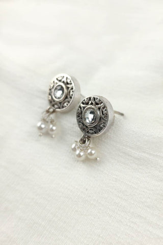 sterling silver round stud earrings - Johny Silver