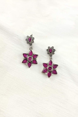 star flower earrings || silver danglers earrings - Johny Silver