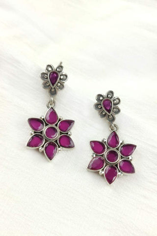 star flower earrings || silver danglers earrings - Johny Silver
