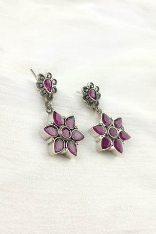 star flower earrings || silver danglers earrings - Johny Silver
